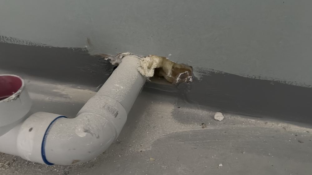 Waterproofing membrane damaged and needing repair before any tiles go down, found during a waterproofing inspection in Taylors Hill